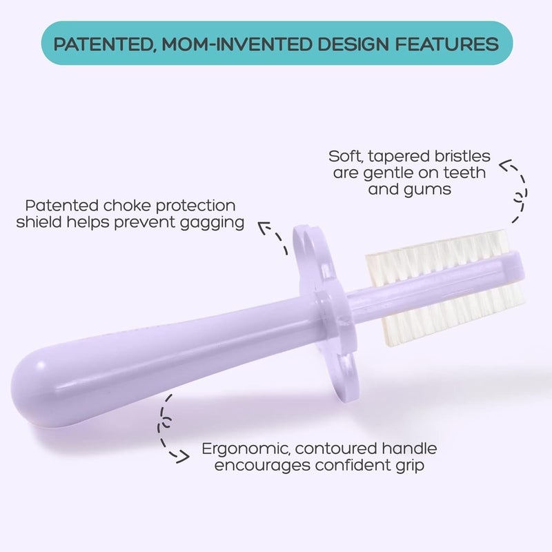 grabease Double Sided Toothbrush - Gentle Silicone Bristles & Infant Brush - Dual-Sided Design & Toddler Toothbrush - Travel Case Included & Baby Brush - Pack of 1, Lavender - Image 2